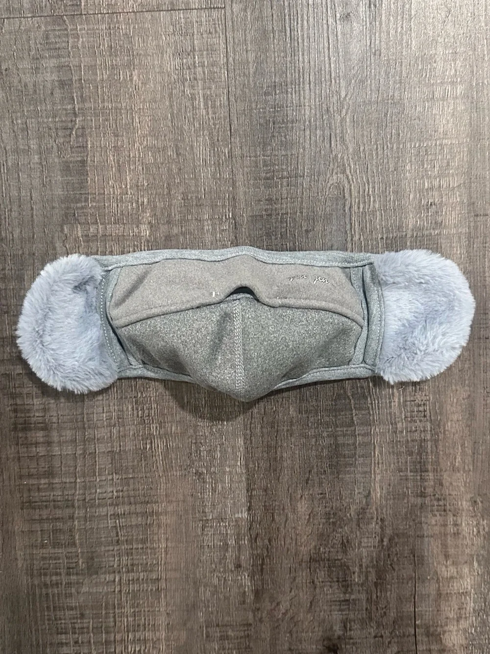 💞 New Gray Fleece Ear Warmer Face Mask with Fur Ear Pads for Winter Sports